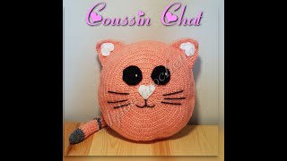 TUTO crochet  Comment faire un coussin Chat facile au crochet [upl. by Suckram]