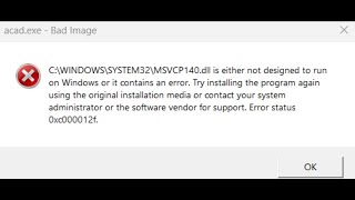 Fix Error MSVCP140dllVCRUNTIME140dll Is Either Not Designed To Run On Windows It Contains Error [upl. by Oile]