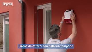 SIRENA ALLARME DA ESTERNO AUTOALIMENTATA A BATTERIA A CONTROLLO WIRELESS  EUROBRICO [upl. by Rinum]