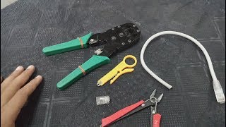 How To Make Lan Cable Cat6 Cat5 Ethernet Cable Crimping Tool RJ45 Connector Color Coding [upl. by Eux750]