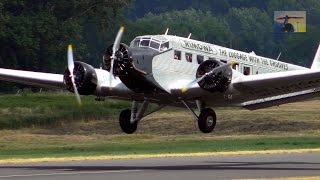 Historische Ju 52 HBHOT Rundflug StartLandung in Mönchengladbach  Eröffnung Hugo Junkers Hangar [upl. by Shakespeare364]