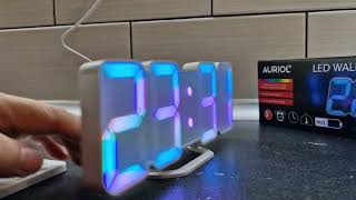 Unboxing and review of AURIOL clock Digital RGB LED clock from Lidl LED wall and desk clock [upl. by Tatum]