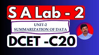 02  SA Lab  Summarization of Data  Diploma  DCET [upl. by Swetlana]