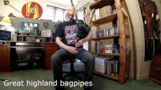 Border pipes Scottish Smallpipes Great Highland Bagpipes [upl. by Neliac]