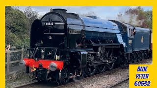 A2 Peppercorn Steam Locomotive Blue Peter 60532  Lichfield Trent Valley 17102024 [upl. by Akemak]