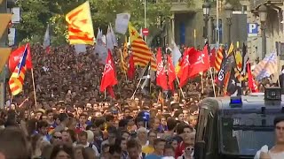 Jahrestag des KatalonienReferendums  Proteste in Barcelona [upl. by Prince]