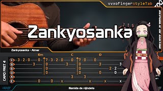 Demon Slayer Kimetsu no Yaiba Season 2 OP 残響散歌  Zankyosanka Guitar Tab Tutorial [upl. by Norrat]