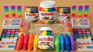 Mixagem de Nutella Rainbow Sombras Maquiagem e Glitter na Geleca Vídeo Satisfatório de ASMR [upl. by Maire344]