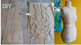 HowTo DIY Pattern Making For A Custom Dress Form Using Your Measurement  Style by Viv [upl. by Ardnad]