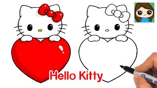 How to Draw Hello Kitty with Heart [upl. by Aronas]