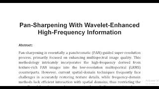 Pan Sharpening With Wavelet Enhanced High Frequency Information [upl. by Phaedra]