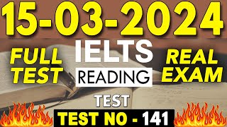 IELTS Reading Test 2024 with Answers  15032024  TEST NO  141 [upl. by Ailyt]