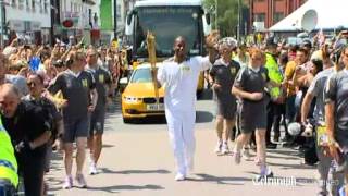 Didier Drogba carries the London 2012 Olympic torch [upl. by Colyer]