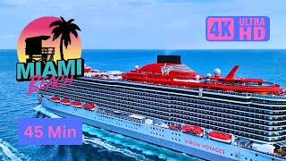 Miami Port Cruise Departures and Miami Beach Marina 4K [upl. by Peck]