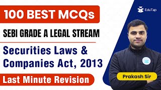 Important MCQs Securities Laws amp Companies Act SEBI Grade A Legal Exam  SEBI Grade A Legal 2022 [upl. by Nylekoorb]