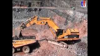 GIANT Caterpillar 5110B Ripping amp Loading Calcite On A 775E Germany 2004 [upl. by Vasti113]