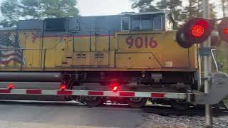 Union Pacific 5 Locomotive Consist on a Foggy Morning  Todd Mission TX [upl. by Naahsar]