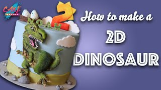 CAKE NATION  How To Make a 2D Dinosaur Cake [upl. by Osana]