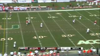 Miamis Stephen Morris Game Winning 62 yard Touchdown Pass vs NC State 2012 HD [upl. by Enelak]