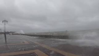 Walking through massive waves on Southsea seafront Storm Erik [upl. by Ilse963]