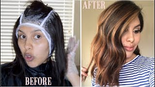 DIY HIGHLIGHTS USING CAP Revlon Frost amp Glow Highlighting Kit [upl. by Ahsemal]