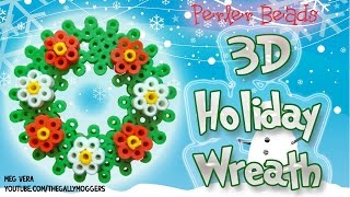 Perler Bead Tutorial 3D Christmas or Holiday Wreath  How To [upl. by Natiha]