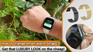 How to Replace Smart watch Strap  Metal Leather Silicone Belt Band Installation guide in English [upl. by Germaine32]