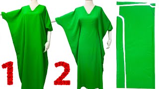 FITS EVERY SIZE  VERY EASY  NO PATTERN  2 in 1 Kaftan Dress Cutting amp Sewing [upl. by Dilly41]