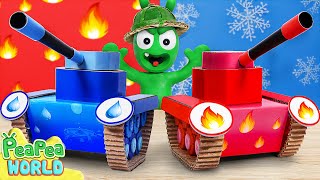 Water vs Fire Elements Tank Toy Battle  Funny Cartoon for kids  Pea Pea World Channel [upl. by Redmund]