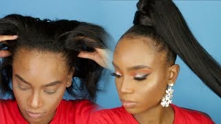 Easy High Ponytail with Weave HAIRSTYLE THAT LASTS ft Beauty Forever Hair [upl. by Aylward]