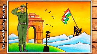 independence day drawing republic day poster drawing Indian army flag hosting poster [upl. by Triley]