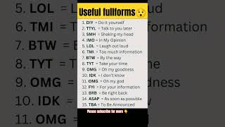 Daily use full forms 😯 English vocabulary 😎shorts english fullform trending [upl. by Pegma]