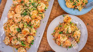 How To Make Spanish Shrimp Scampi amp Pimento Rice with Peas By Rachael [upl. by Arimas]