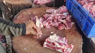 mutton chops cutting skills avalahalli chiken and mutton stall muttonchops cuttingskils goat [upl. by Savory180]