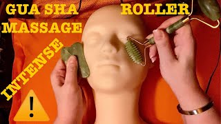 ASMR⚠️EXPERIMENTAL INTENSE GUA SHA MASSAGE AND FACE ROLLER SILICON MANNEQUIN FACENECKSHOULDERS [upl. by Julianna]