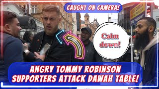 🤬Angry Tommy Robinson Supporters Attack Dawah Table 🏴󠁧󠁢󠁥󠁮󠁧󠁿 End Up Leaving With Qur’an  Abu Hajar [upl. by Lindsley649]