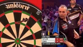 Grand Slam of Darts  SemiFinal  Phil Taylor vs Adrian Lewis All 32 180s [upl. by Ydrah]