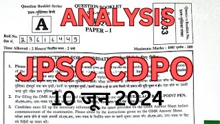 JPSC CDPO EXAM ANALYSIS 2024  PAPER1  CDPO EXAM 10 JUNE 2024  SERIESA [upl. by Alroy640]