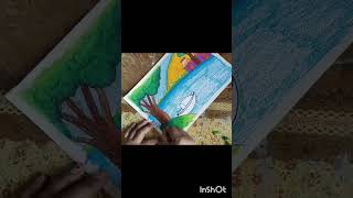 oil pastel scenery painting landscape for kids [upl. by Minoru613]