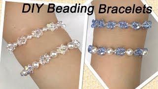 Easy DIY Beading Bracelets with Swarovski Pearls and Swarovski Crystal Bicone Beads [upl. by Eeruhs750]