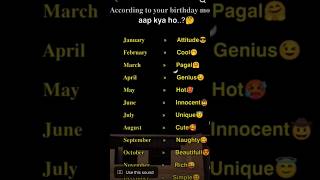 Personality According to your birthday 🎂🎈🎈viralshortsviral video [upl. by Esiuolyram]