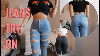 JEANS TRY ON  TOPSHOP amp FASHION NOVA [upl. by Nosiram]