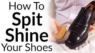 How To Clean Leather Shoes  Spit Shining Formal Footwear  Shine Shoes Like A Marine [upl. by Tillinger]