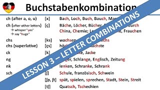 German letter combinations  German Lesson 3  Complete A1B1 Course  Buchstabenkombinationen [upl. by Yevol]