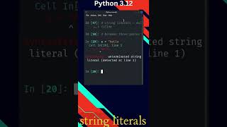 Python 312  full course  string literals [upl. by Neirad]