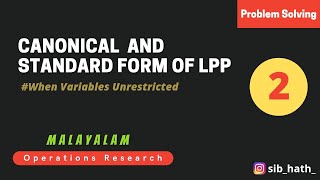 Canonical and Standard form of LPP   Linear programming problem  Malayalam  Operations Research [upl. by Churchill348]