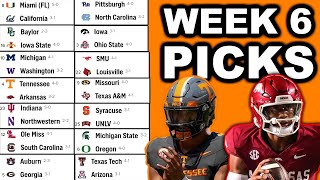 Crazy Predictions For Week 6 Of College Football My Picks [upl. by Akirdnuhs]