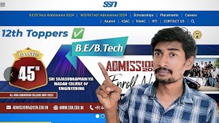 SSN College Merit Management Admission 2024  12th Toppers Dont miss it   TTG [upl. by Ammon]