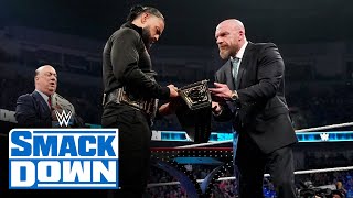 Triple H presents Reigns a new Undisputed WWE Universal Title SmackDown Highlights June 2 2023 [upl. by Ahsasal788]