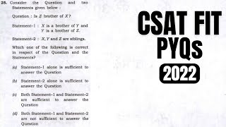 CSAT PYQ2022 Question Is Z brother of X [upl. by Sucitivel796]